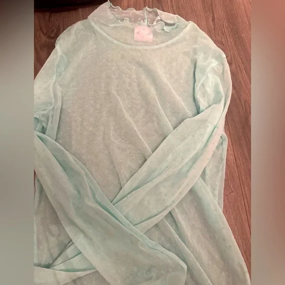 Out from under Sheer Light Blue Long Sleeve Top XL - Picture 3 of 3